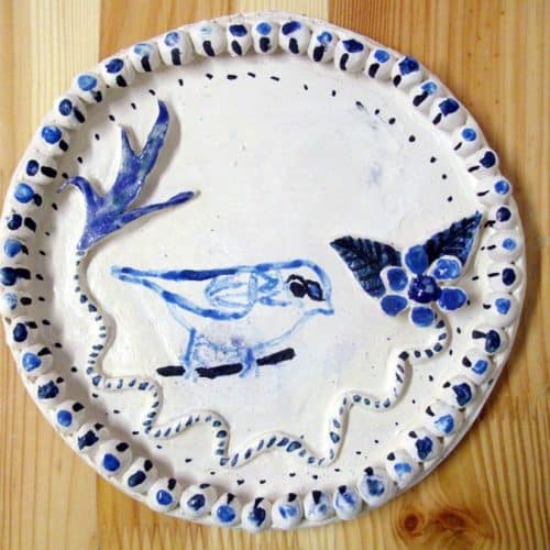 assiette bleue cobalt