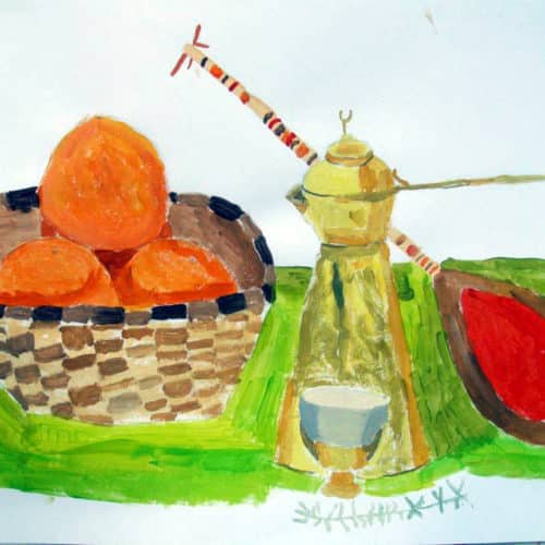 Nature morte "Afrique de nord" - Gouache - Lilas